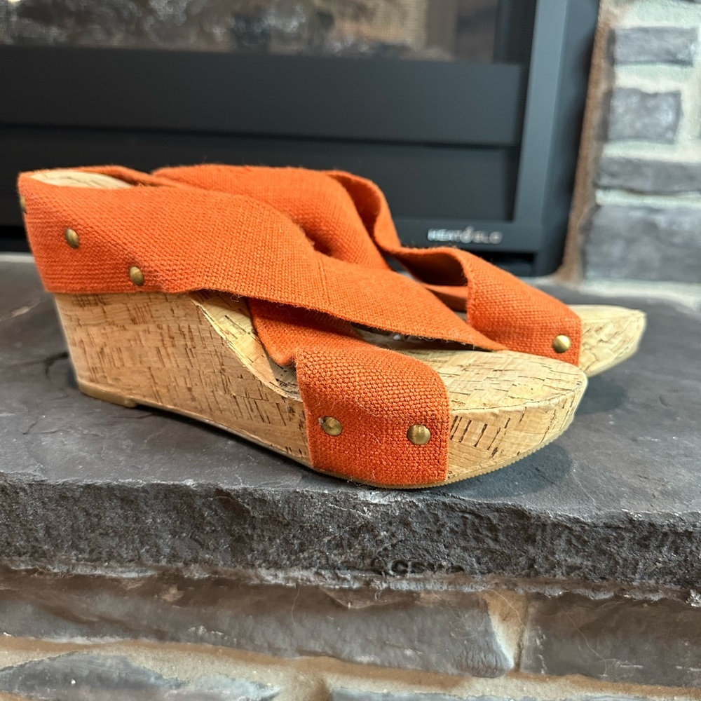 Lucky Brand Orange Wedge Sandals